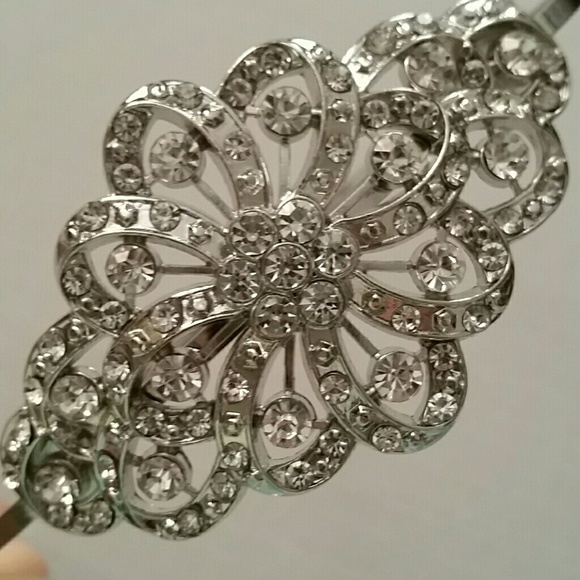 Vintage Crystal, Silver Metal Headband
